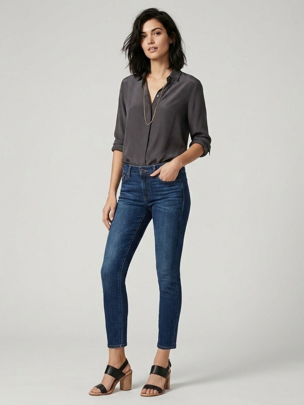 J Brand Veruca Skinny Mid Rise Crop Jeans In Dark Wash Size 28